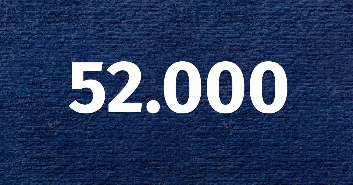 Die Zahl 52.000 in weißer Schrift vor einem blauen Hintergrund - Neubauwohnungen